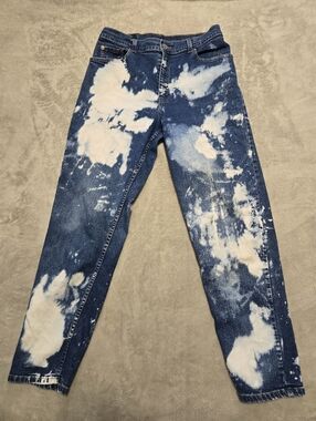Vintage Levis Dark Wash Bleached Tie-dye Womens 550 Jeans Size 12 (32x29)